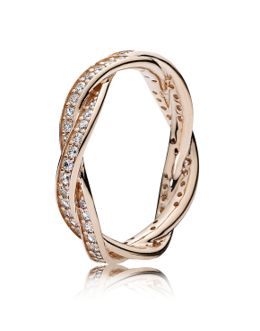 판도라 로즈 스파클링 트위스트 라인즈 링