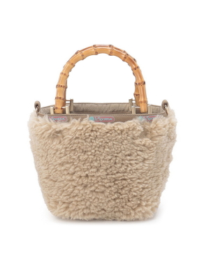 퍼스트 웜 베이지 퍼 엑스트라 스몰 뱀부 토트백