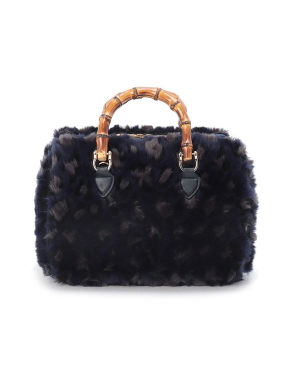 미드나잇 레오파드 퍼 미디움 뱀부 보스턴백