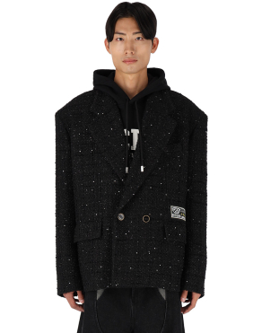 더블 브레스디드 트위드 블레이저