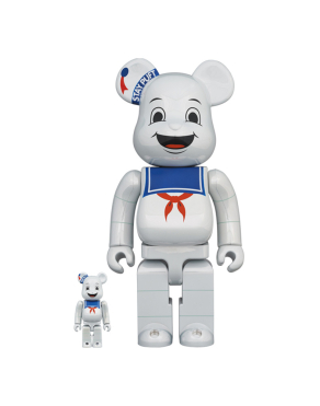 400%+100% BEARBRICK STAY PUFT MARSHMALLOW MAN WHITE CHROME Ver.