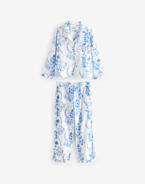 버튼 스루 파자마 세트 - 블루 플로럴