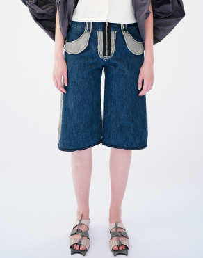 트위스트 데님 버뮤다