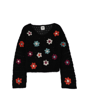 레이자 크로셰 니트 탑