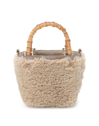 퍼스트 웜 베이지 퍼 엑스트라 스몰 뱀부 토트백