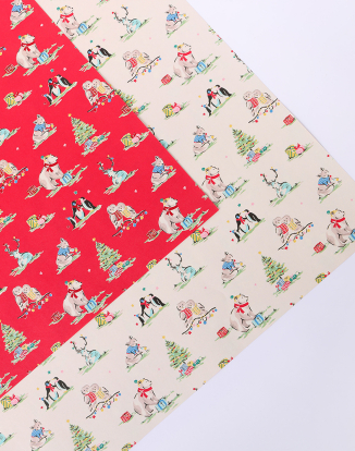 양면 포장지 - 크리스마스 레드 & 크림 10매