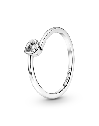 클리어 틸티드 하트 솔리테어 링