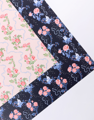 양면 포장지 - 로즈 플러터 핑크 & 네이비 10매