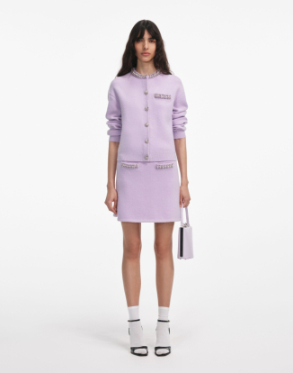 라일락 크리스탈 트림 니트 스커트