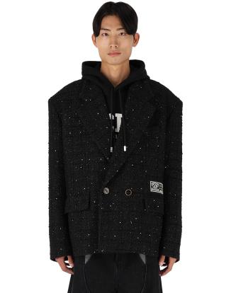 더블 브레스디드 트위드 블레이저