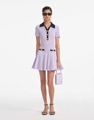 라일락 포인텔 니트 미니 드레스
