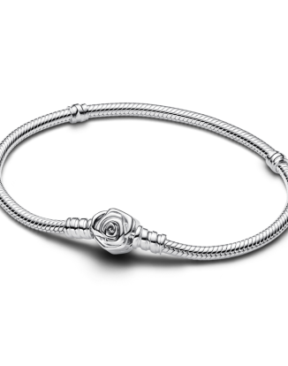 판도라 모멘츠 로즈 인 블룸 클라습 스네이크 체인 브레이슬릿