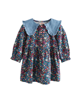 키즈 롱 슬리브 카라 드레스 - 하모니 딧시