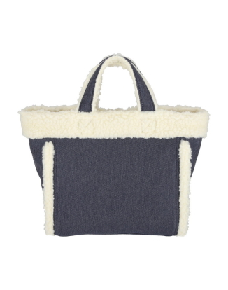 미디움 데님 워시/셰르파 스몰 투웨이 토트백