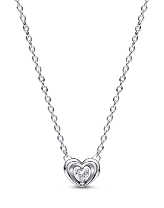 래디언트 하트 & 플로팅 스톤 펜던트 콜리에 네크리스