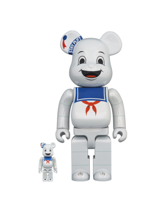 400%+100% BEARBRICK STAY PUFT MARSHMALLOW MAN WHITE CHROME Ver.
