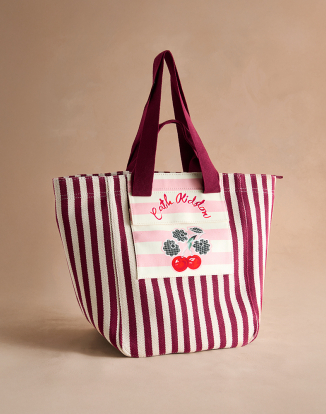 라지 토트백 - 체리 스트라이프