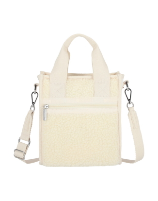 화이트 데님/크림 셰르파 미니 N/S 토트백