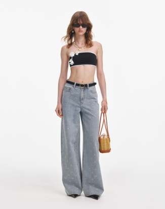 라이트 블루 다이아몬드 보우 진