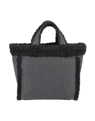 블랙 데님/블랙 셰르파 스몰 투웨이 데님 토트백