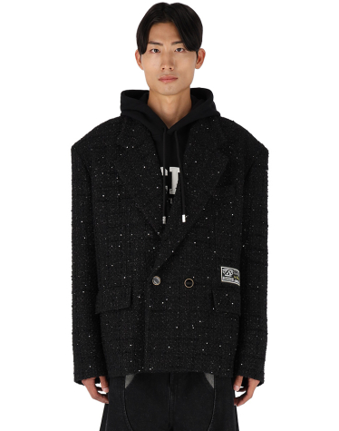 더블 브레스디드 트위드 블레이저