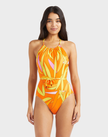 우먼즈 원피스 스윔웨어 오렌지 트로피컬 패턴 (VQ-25SSHYDCH144195)