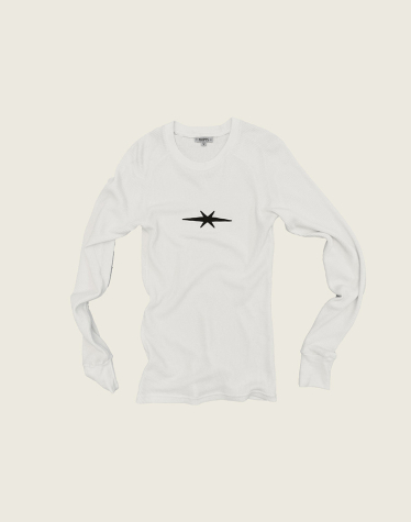 와플 니트 롱 슬리스 로고 티