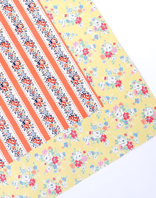 양면 포장지 - 클리프턴 로즈 옐로우 & 오렌지 레이스 10매